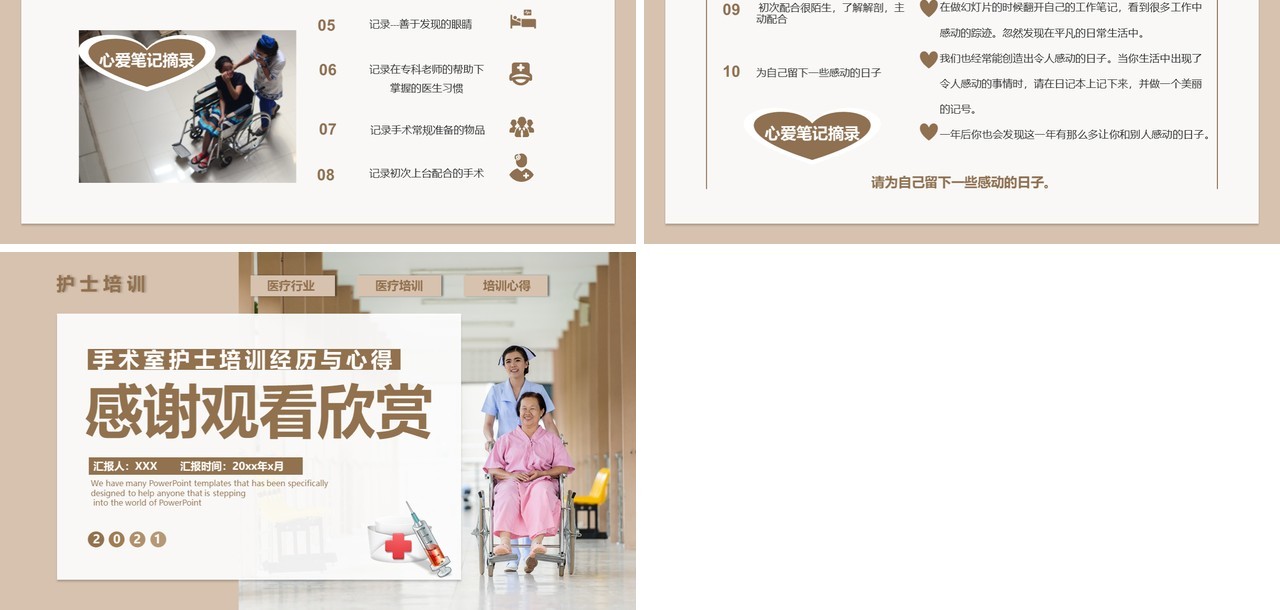 商务风医疗行业护理培训心得通用PPT模板