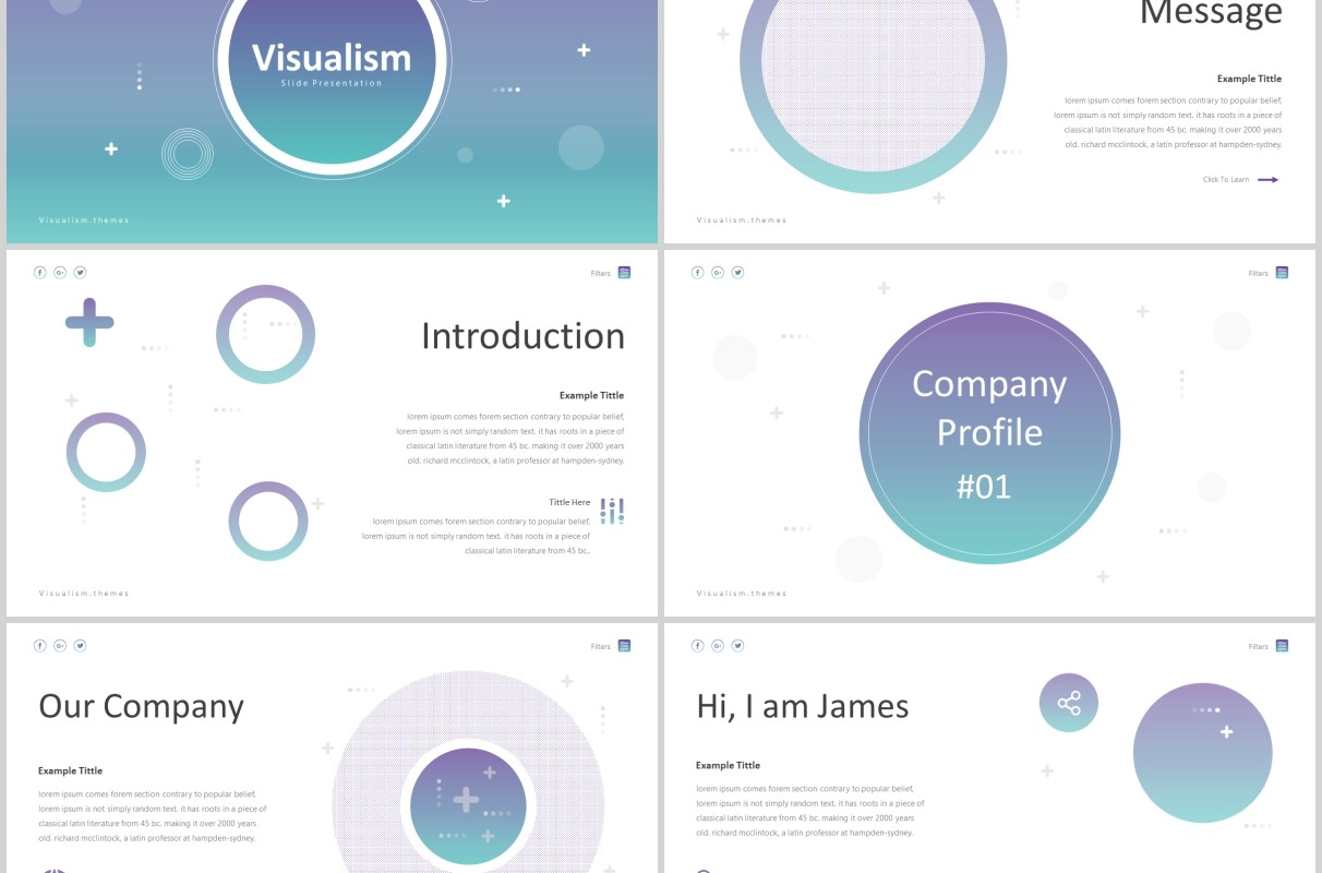 圆形可视化图形产品展示PPT版式设计模板Visualism Powerpoint Template
