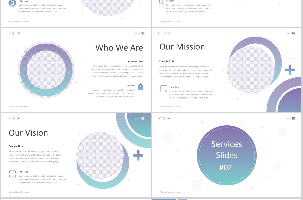 圆形可视化图形产品展示PPT版式设计模板Visualism Powerpoint Template