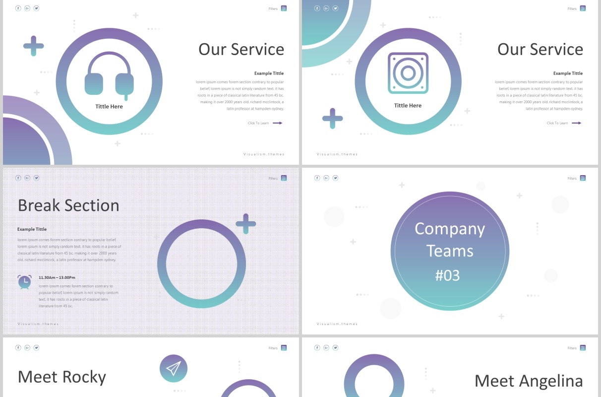 圆形可视化图形产品展示PPT版式设计模板Visualism Powerpoint Template