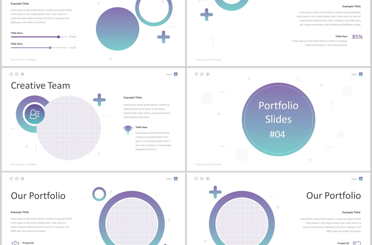 圆形可视化图形产品展示PPT版式设计模板Visualism Powerpoint Template