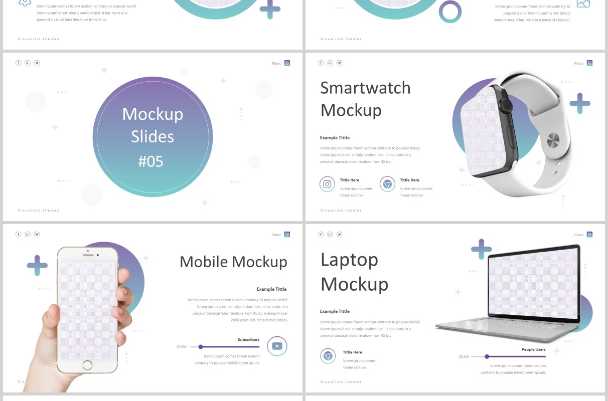 圆形可视化图形产品展示PPT版式设计模板Visualism Powerpoint Template