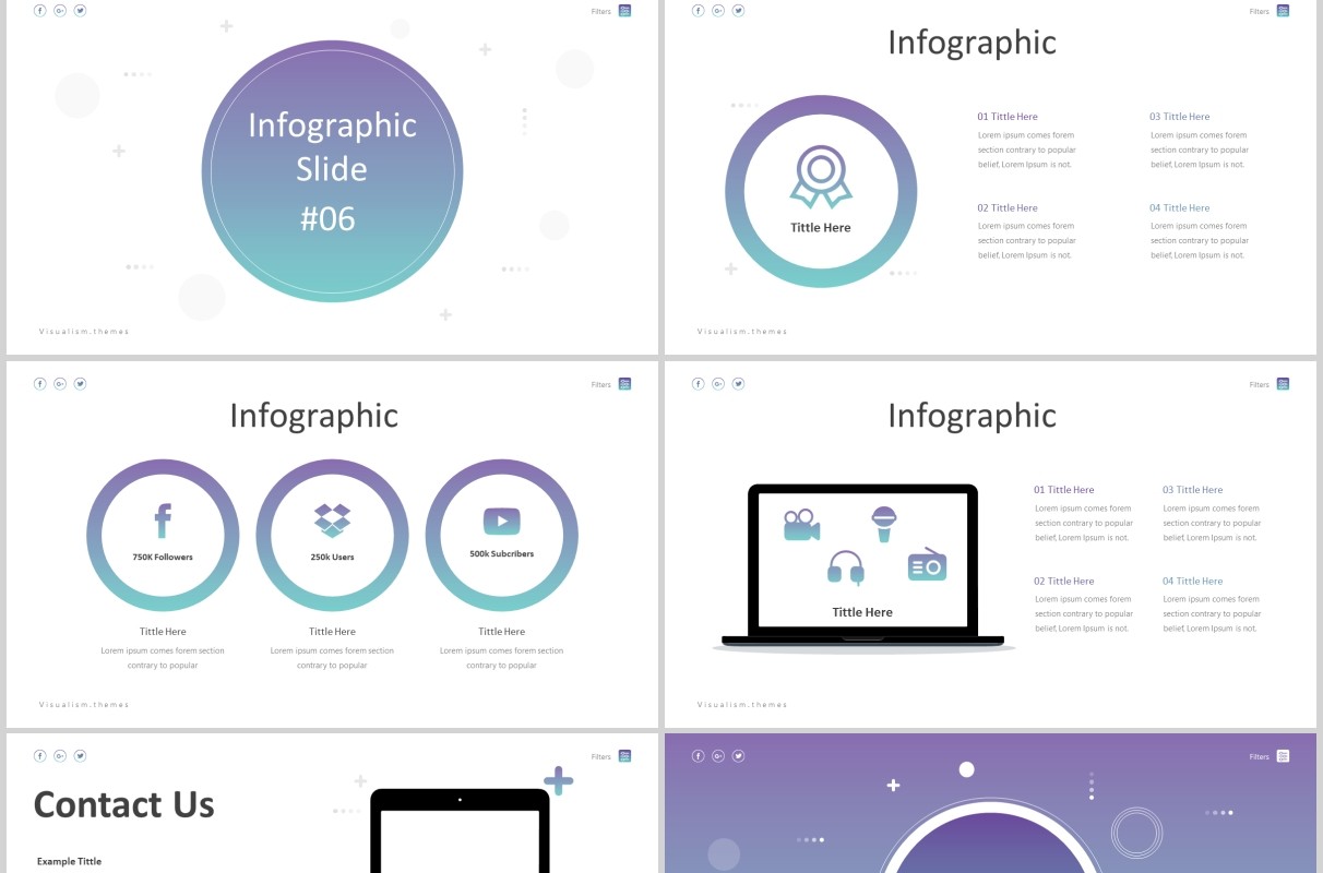 圆形可视化图形产品展示PPT版式设计模板Visualism Powerpoint Template