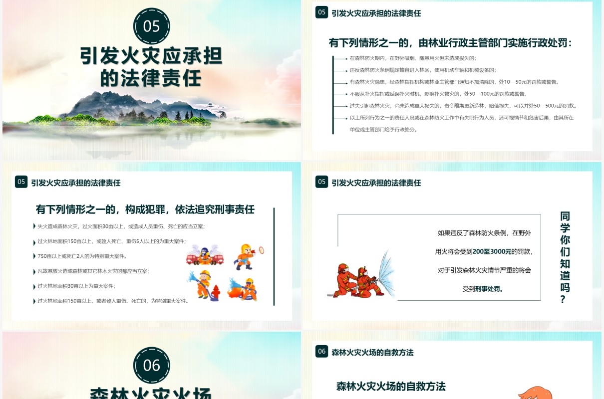 简约风森林防火宣传安全教育培训PPT模板