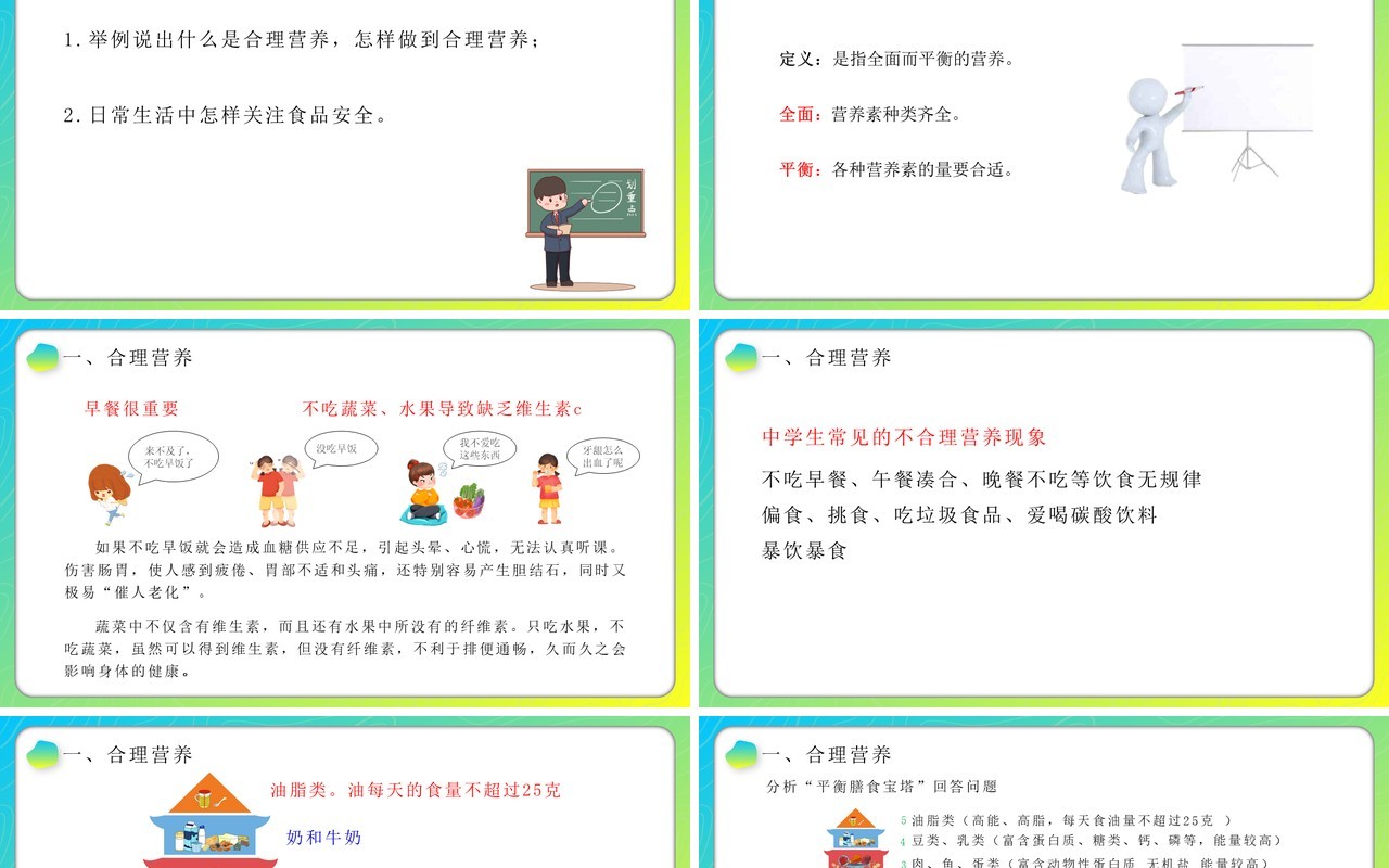 部编版七年级生物下册合理营养与食品安全课件PPT模板