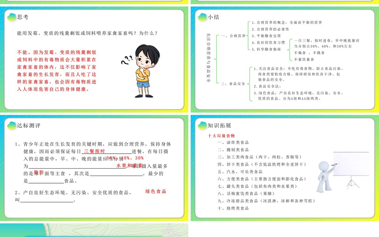 部编版七年级生物下册合理营养与食品安全课件PPT模板