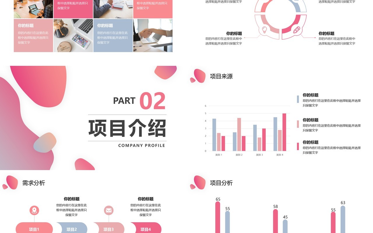 粉色商务风商业项目计划书PPT模板
