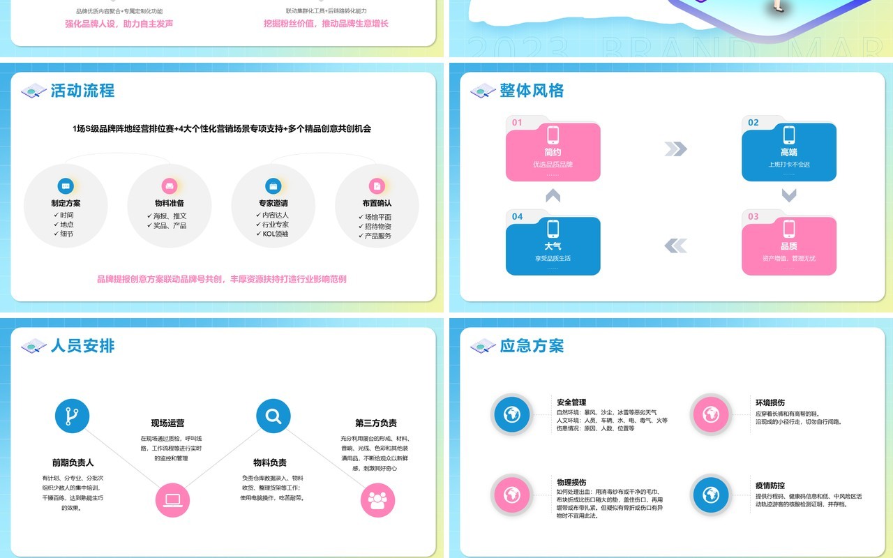蓝色插画风品牌营销方案宣传PPT模版