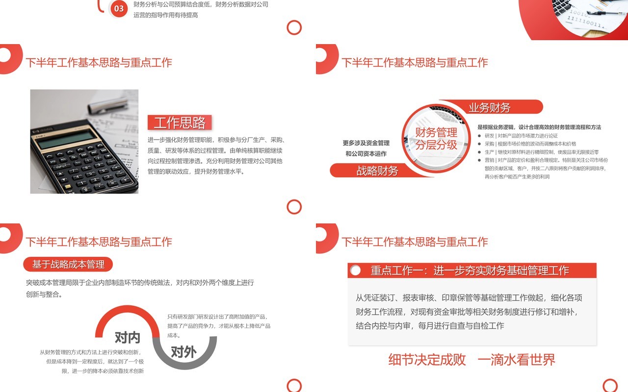 简约红色财务部年终工作总结汇报PPT模板