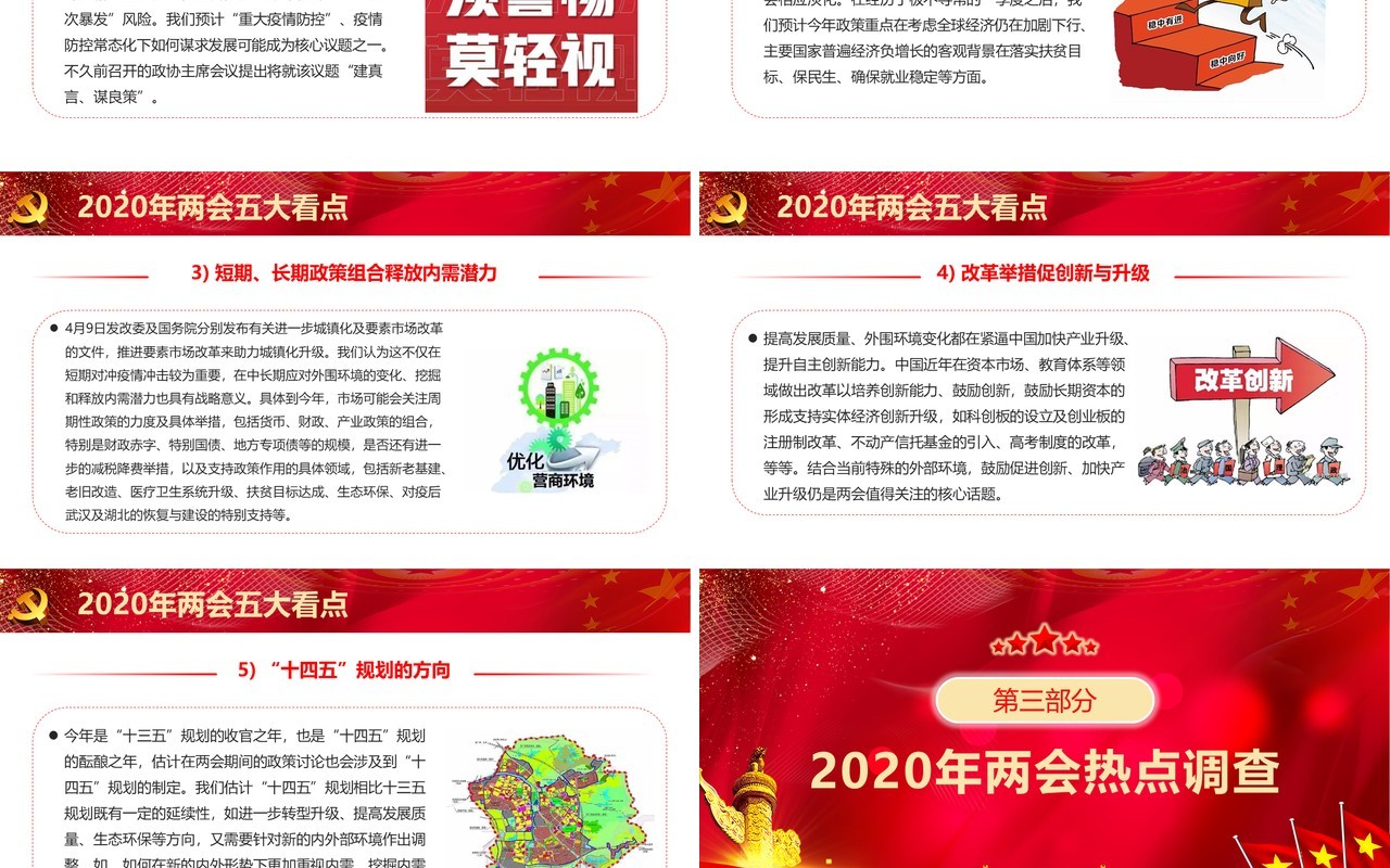 红色喜迎全国两会政府工作总结报告PPT模板
