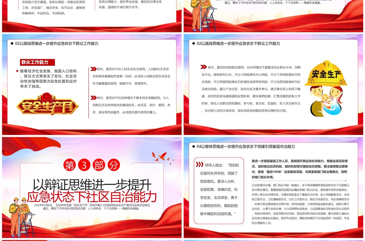 红色简约风2024年安全生产月PPT模板