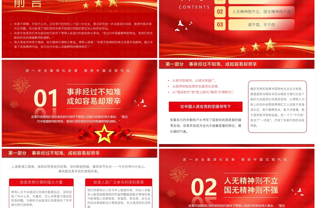 红色党政风弘扬伟大改革开放精神PPT模板