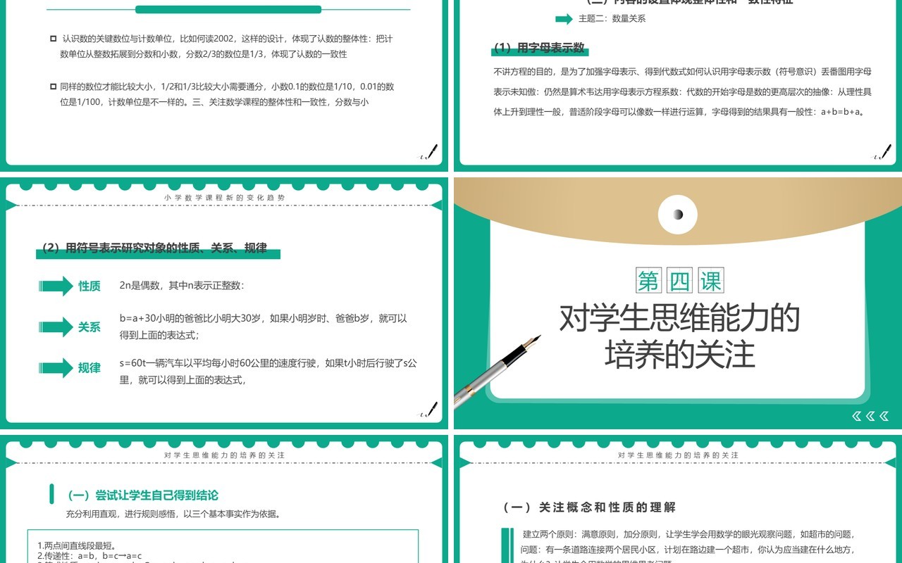 绿色简约风小学数学新课标变化与解读PPT模板
