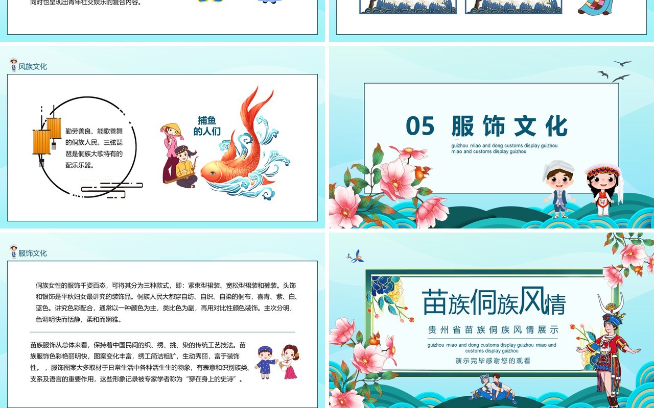 贵州省苗族侗族风情展示动态PPT模板