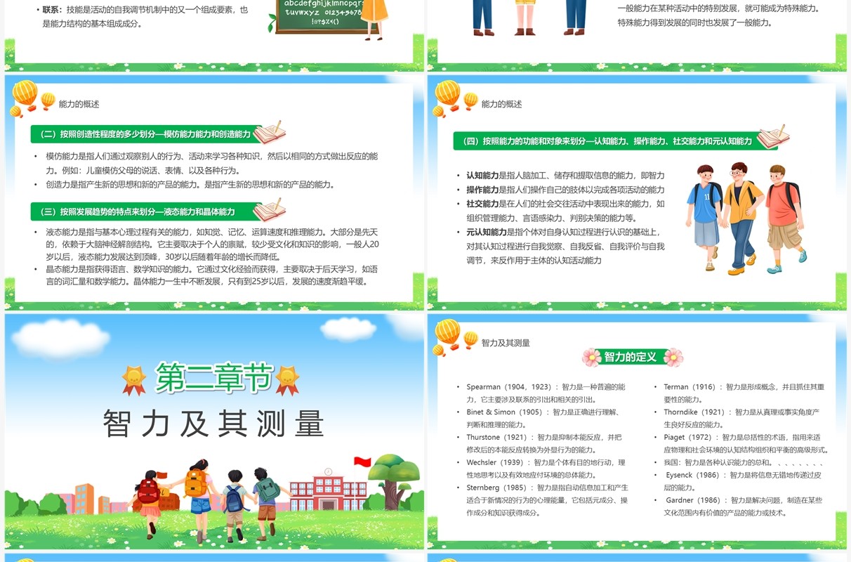 绿色卡通风心理学课件之能力培养PPT模板