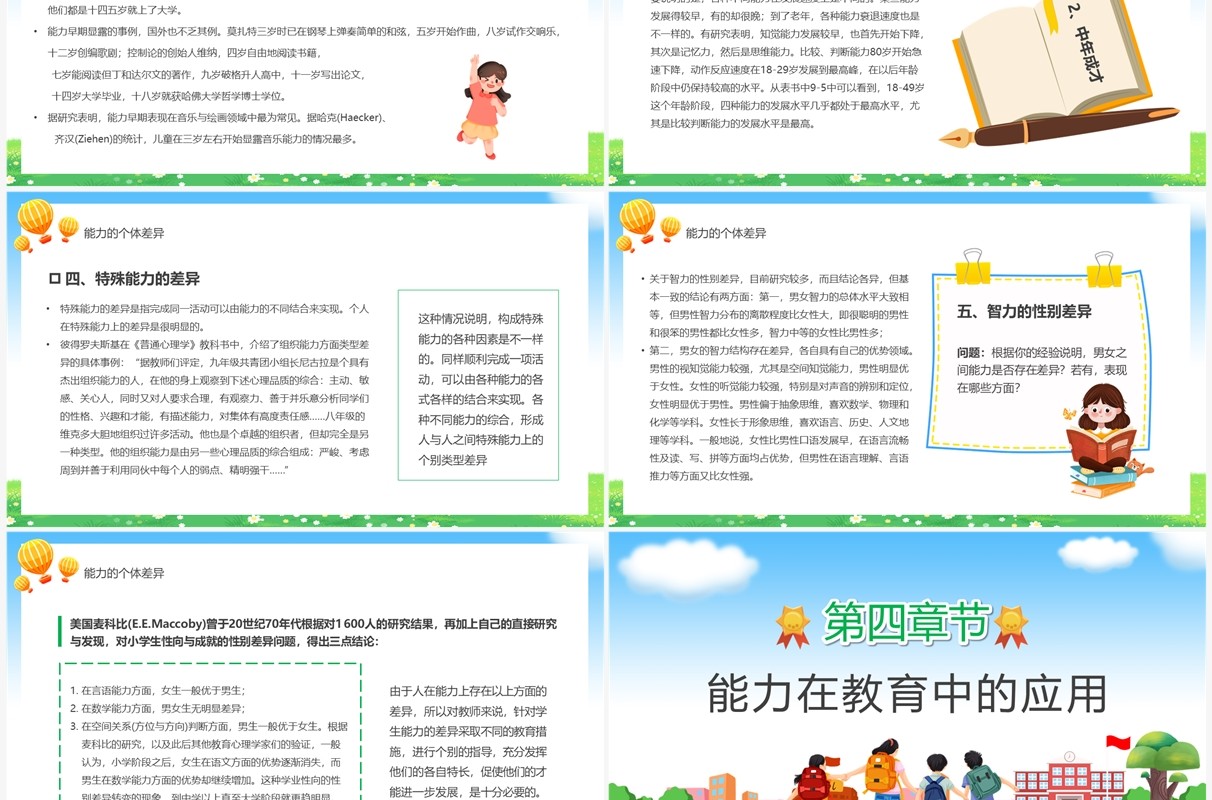 绿色卡通风心理学课件之能力培养PPT模板