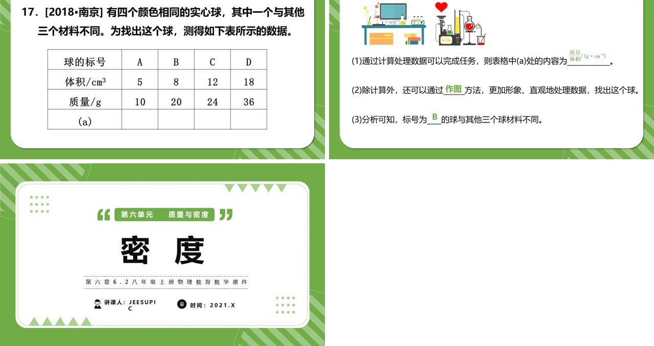 部编版八年级物理上册密度课件PPT模版