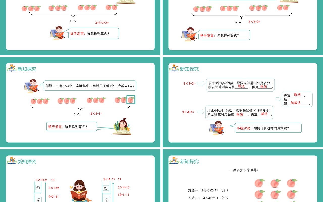 部编版二年级数学上册表内乘法乘加乘减课件PPT模板