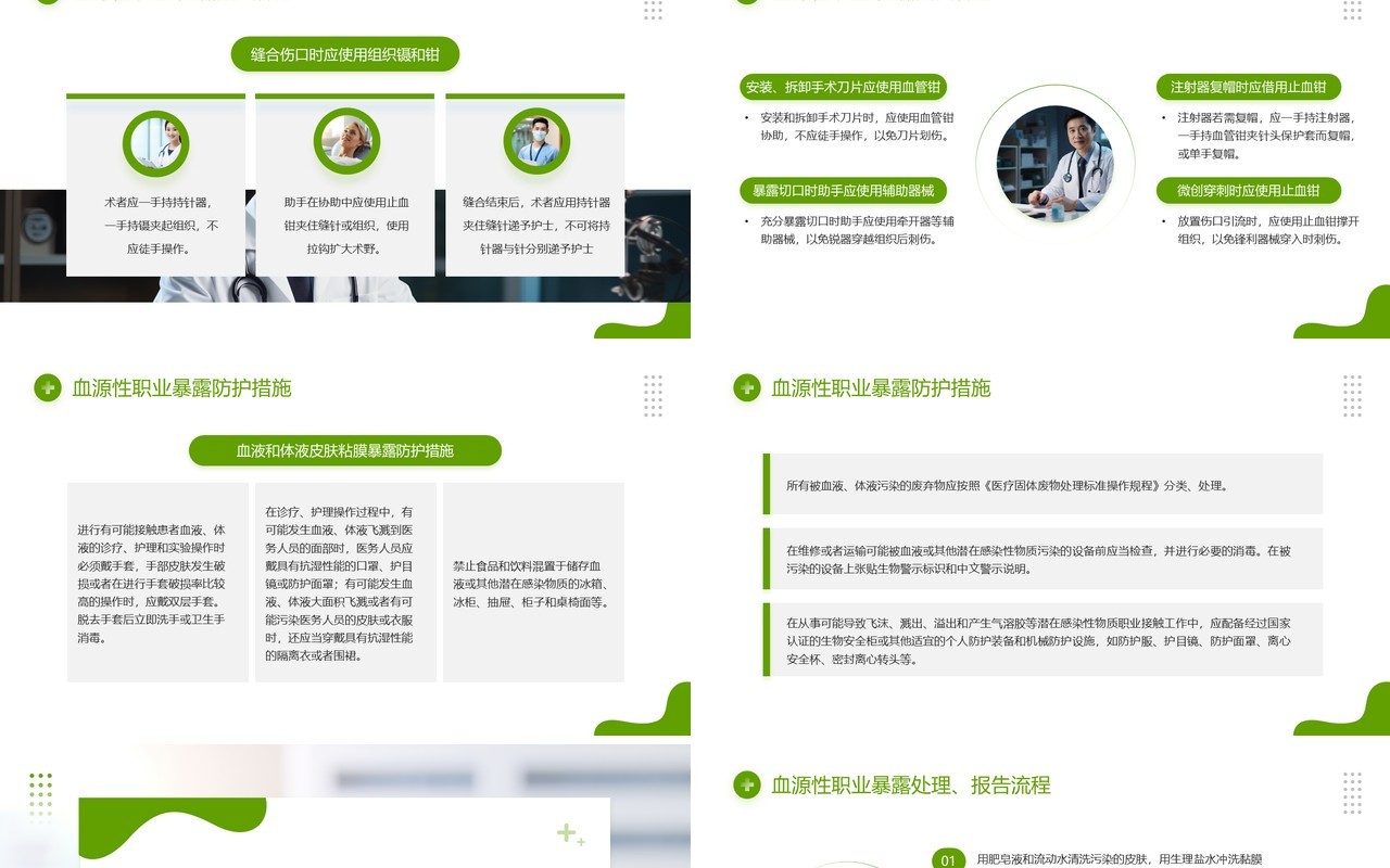 绿色简约风医务人员职业暴露医疗培训PPT模板