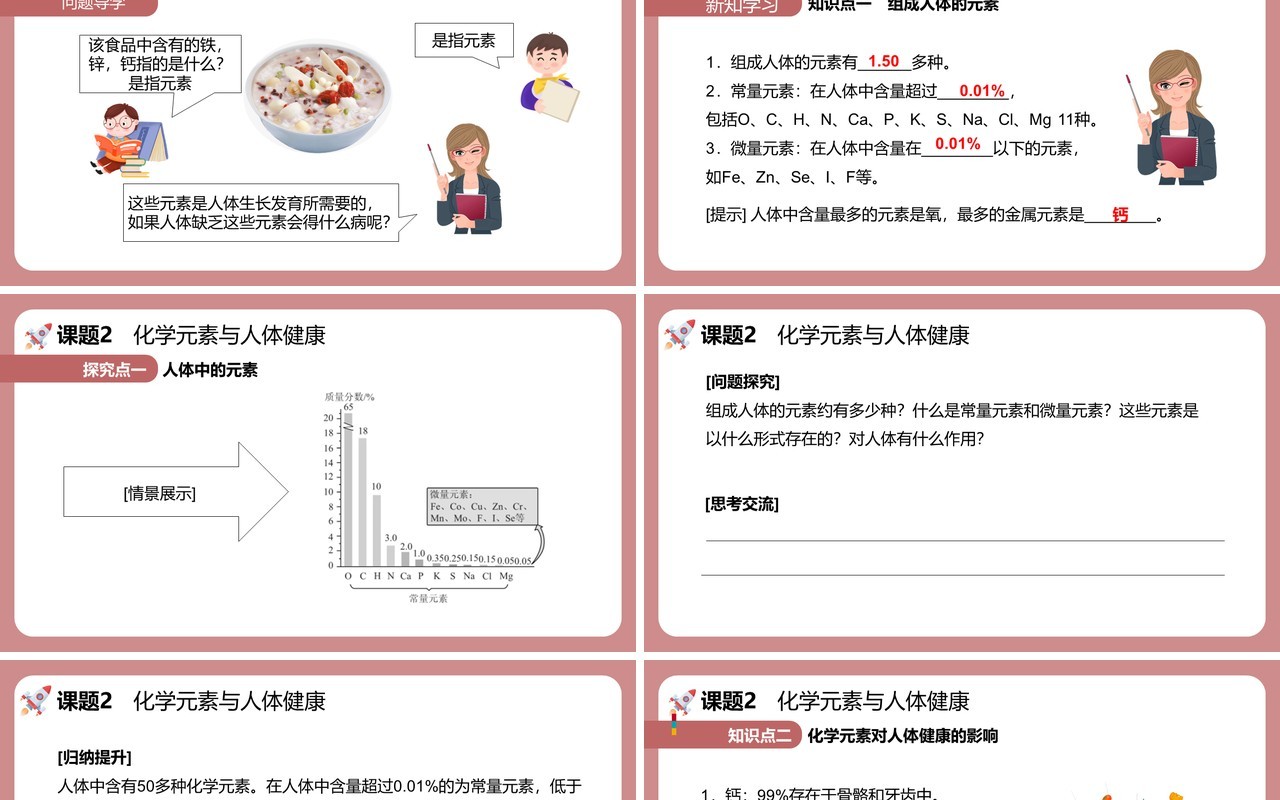 部编版九年级化学下册化学元素与人体健康课件PPT模板