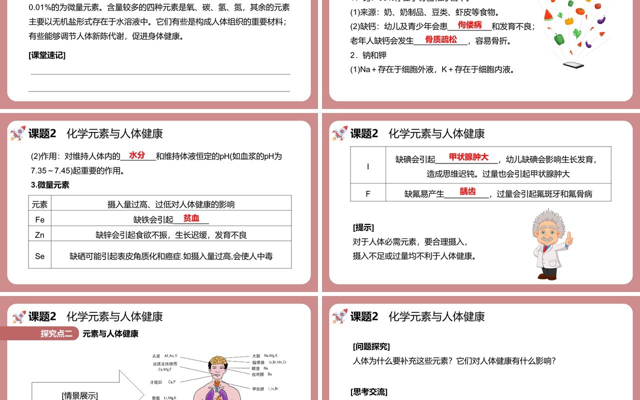 部编版九年级化学下册化学元素与人体健康课件PPT模板
