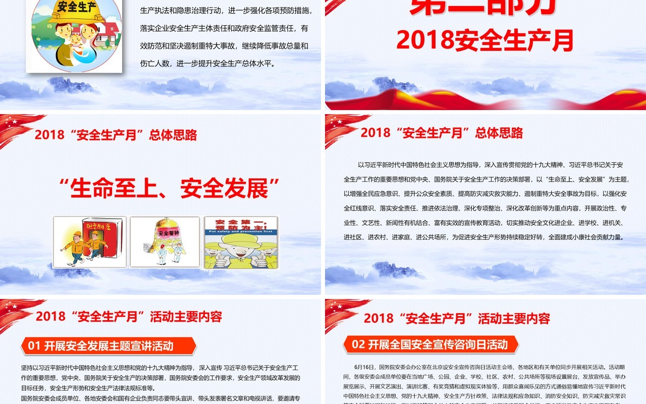 现代红色主题安全生产第一季PPT模板