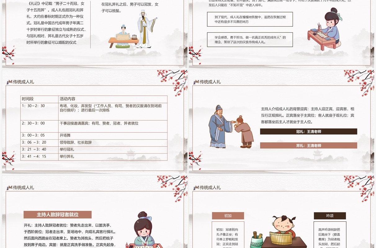 传统成人礼介绍动态PPT模板