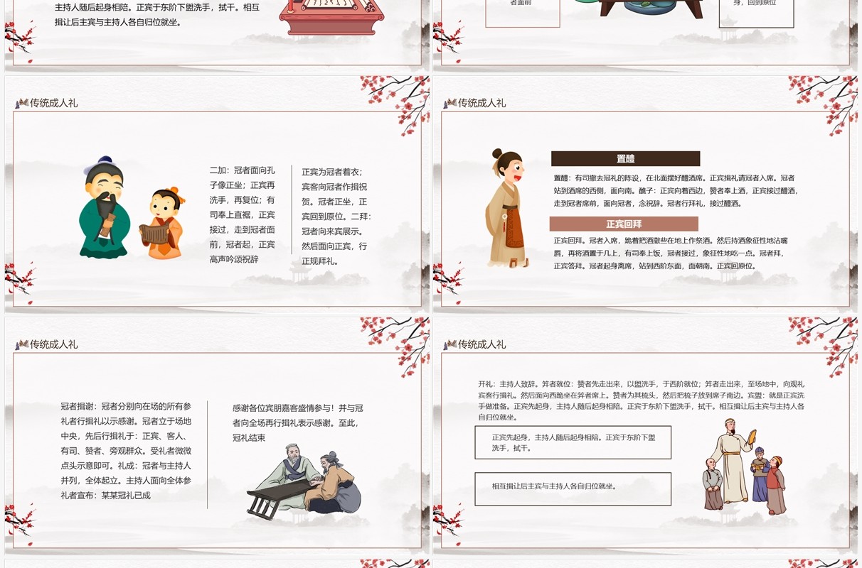 传统成人礼介绍动态PPT模板
