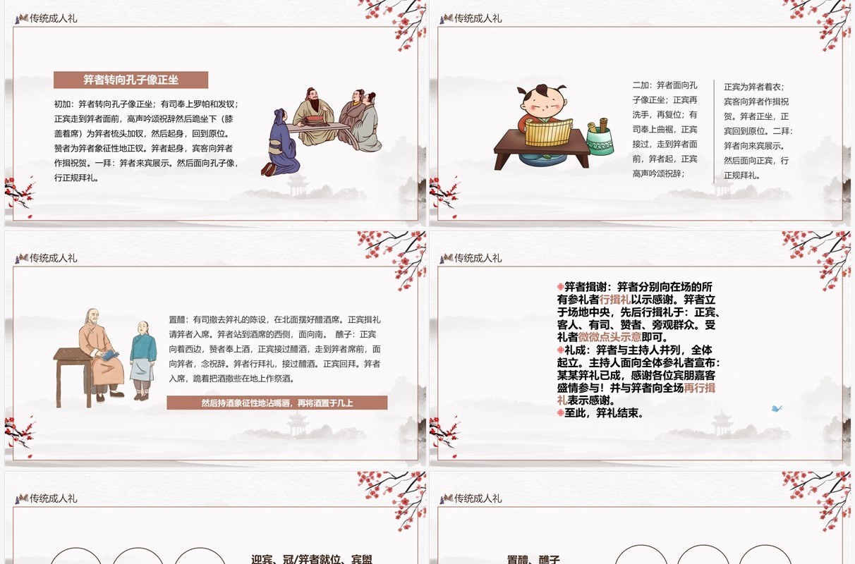传统成人礼介绍动态PPT模板