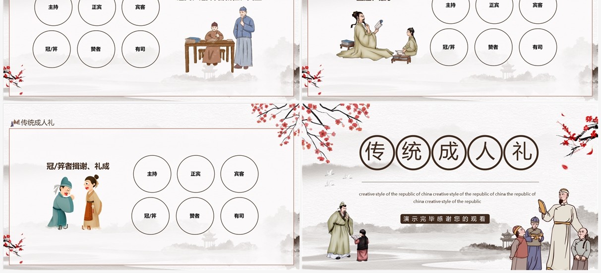 传统成人礼介绍动态PPT模板