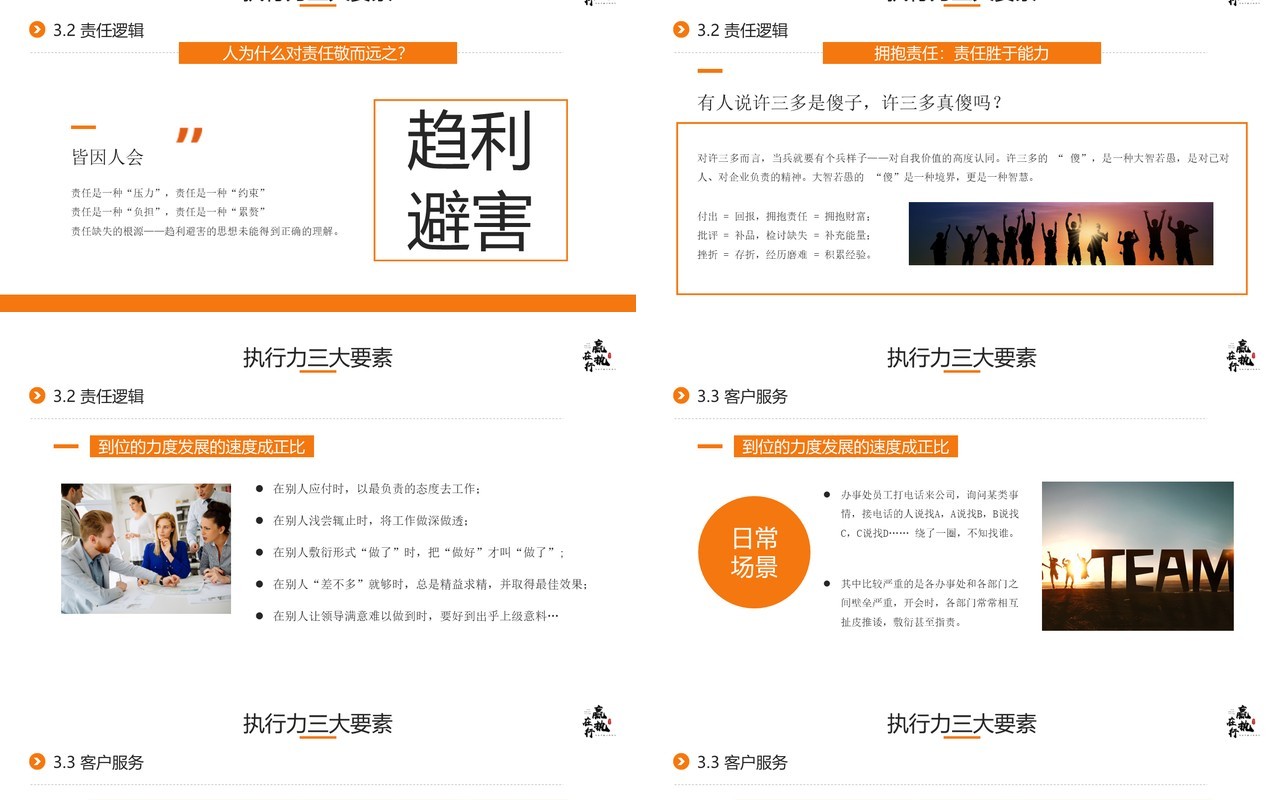 橙色商务风打造卓越的执行力企业培训PPT模板