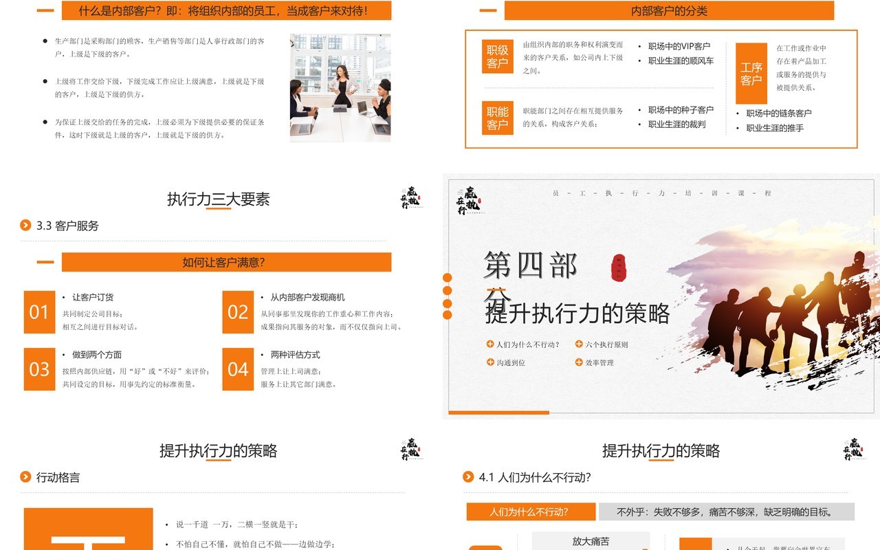 橙色商务风打造卓越的执行力企业培训PPT模板