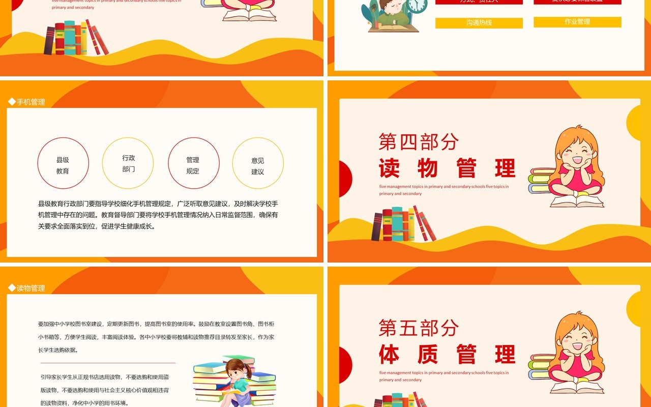 中小学五项管理专题学习动态PPT模板