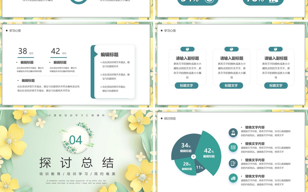 黄绿清新风培训学习汇报PPT通用模板