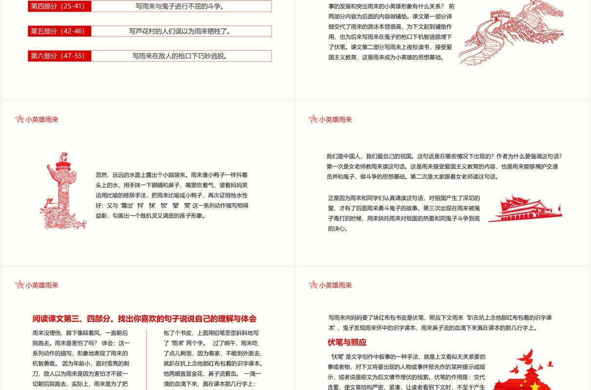 著名作家管桦作品小英雄雨来语文课件动态PPT模板