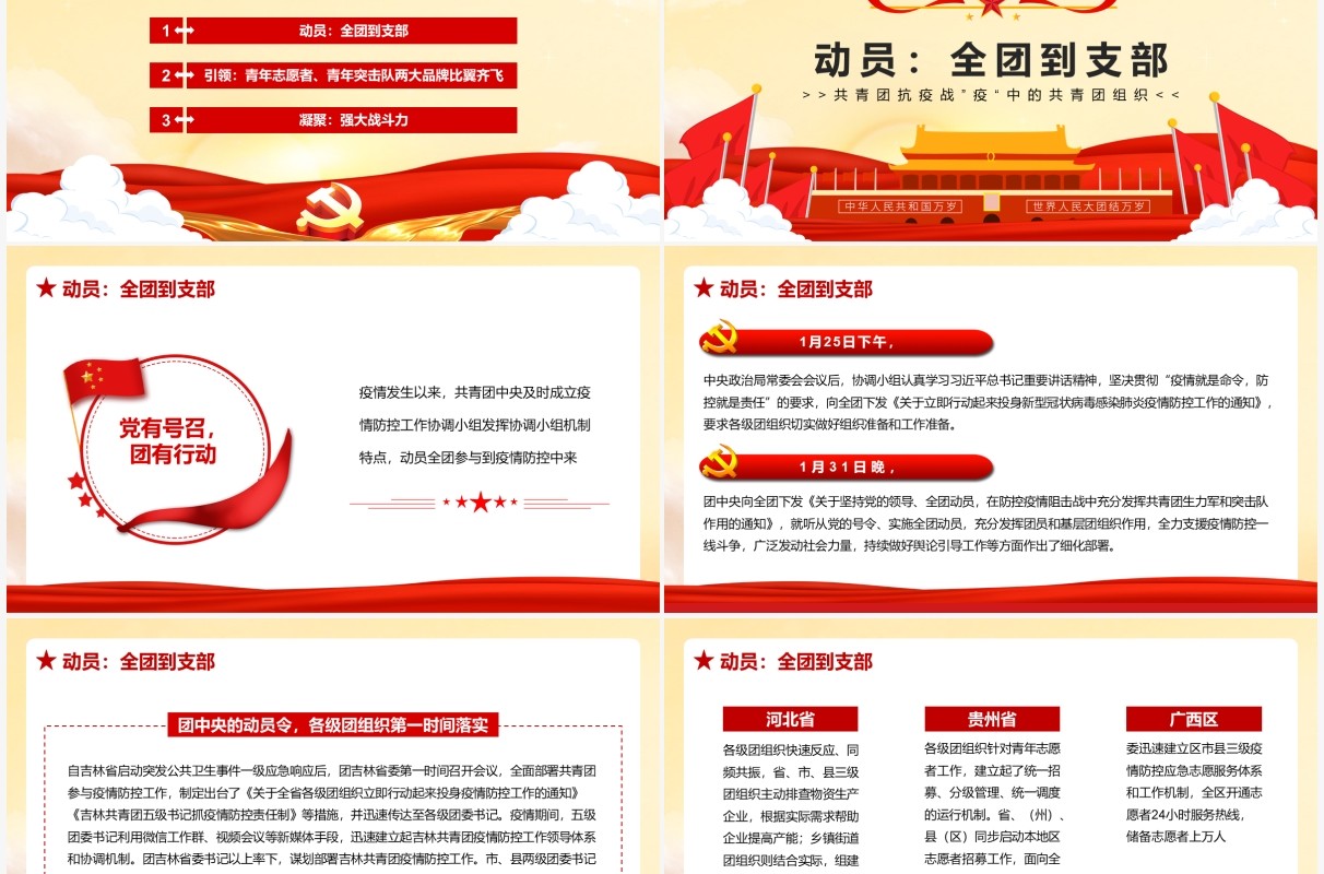 同心抗疫正当时青春聚力勇担当PPT模板