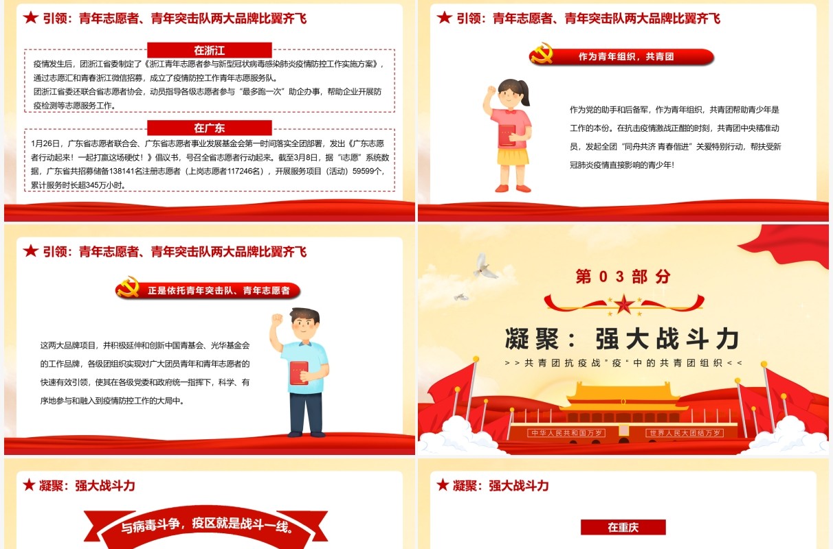 同心抗疫正当时青春聚力勇担当PPT模板
