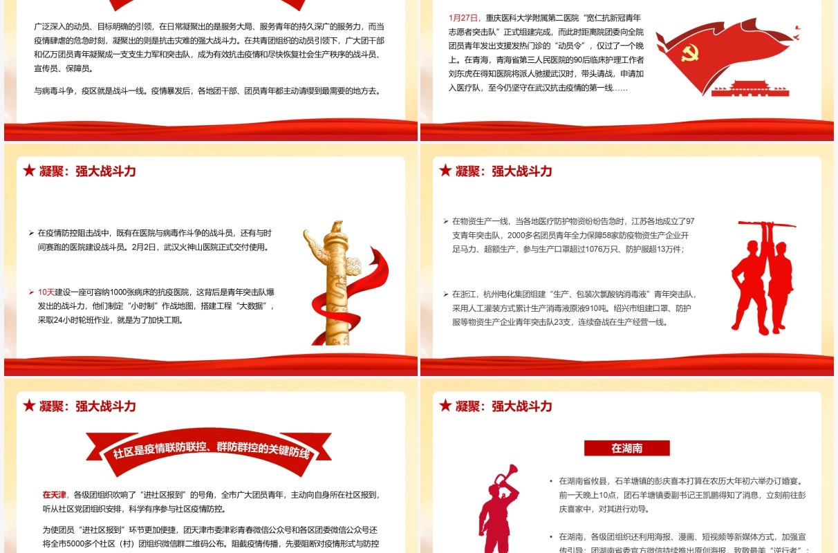 同心抗疫正当时青春聚力勇担当PPT模板