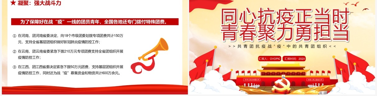 同心抗疫正当时青春聚力勇担当PPT模板