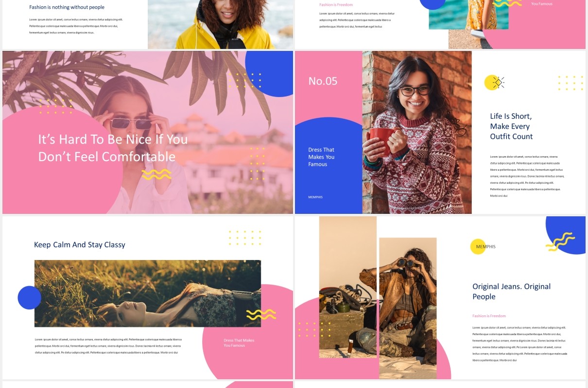 孟菲斯时尚创意PPT模板memphis creative powerpoint template