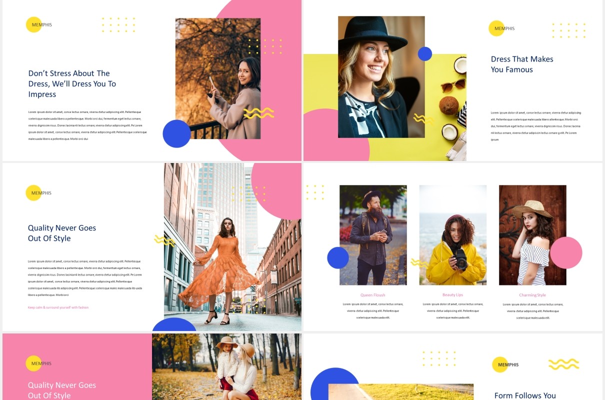 孟菲斯时尚创意PPT模板memphis creative powerpoint template