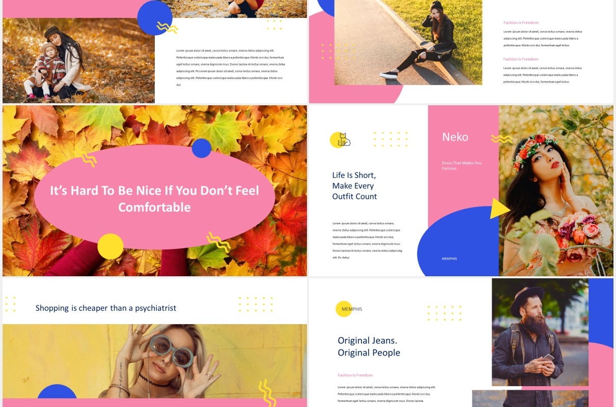 孟菲斯时尚创意PPT模板memphis creative powerpoint template
