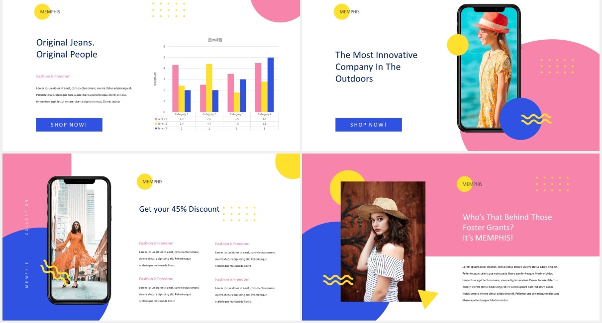 孟菲斯时尚创意PPT模板memphis creative powerpoint template