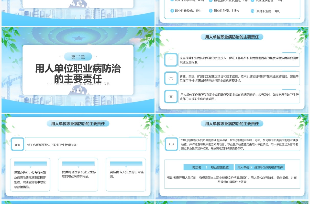 蓝色简约风职业病防治法宣传周PPT模板