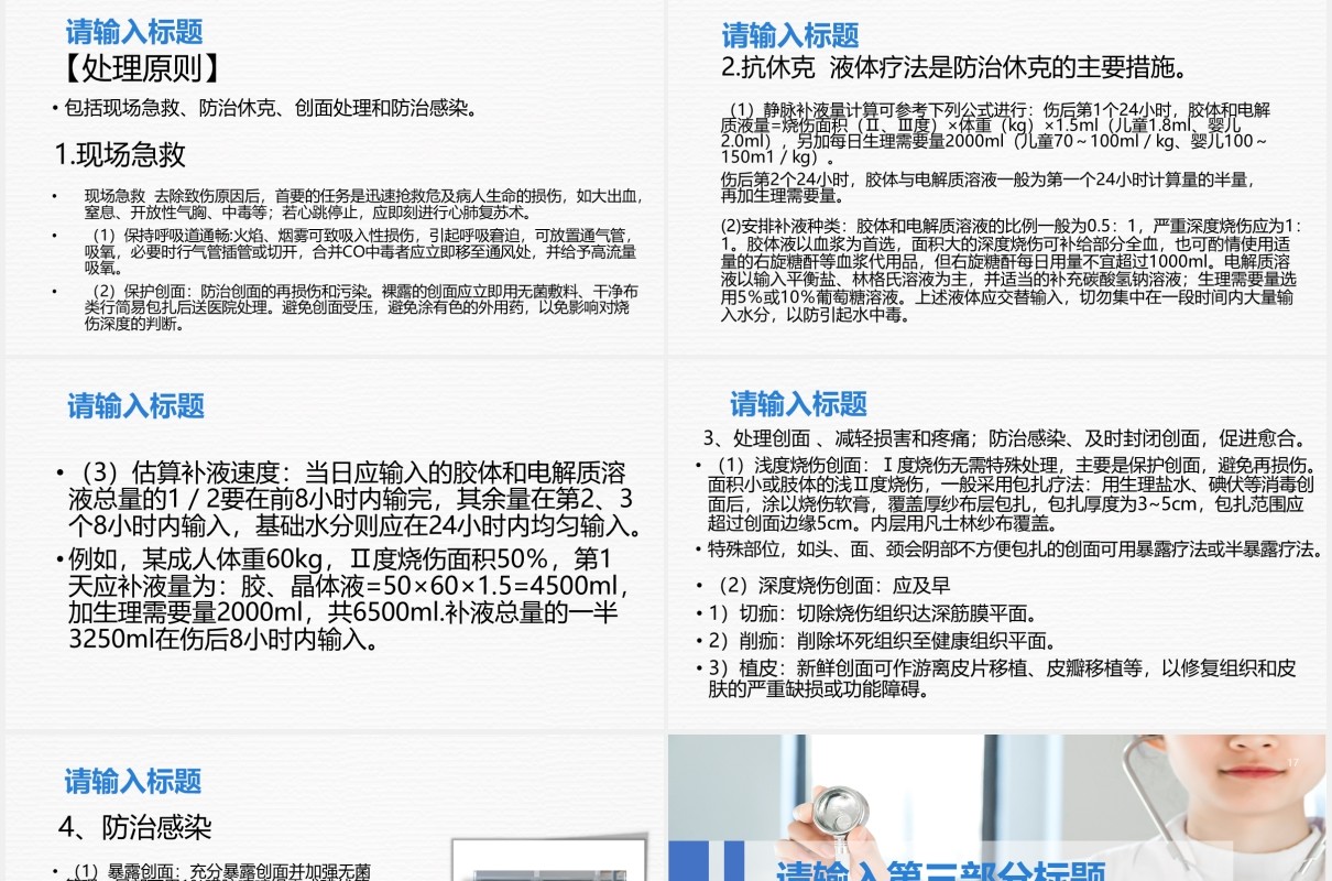 简洁大面积烧伤病人的护理培训PPT模板
