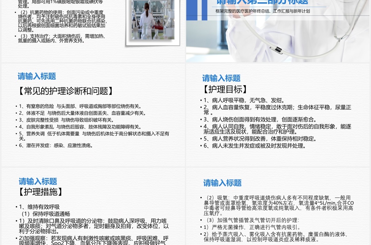 简洁大面积烧伤病人的护理培训PPT模板