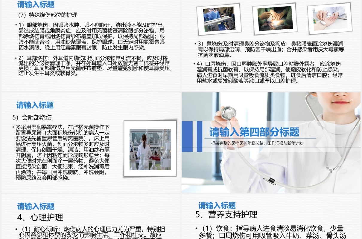 简洁大面积烧伤病人的护理培训PPT模板