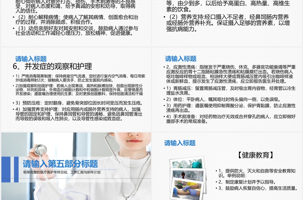 简洁大面积烧伤病人的护理培训PPT模板