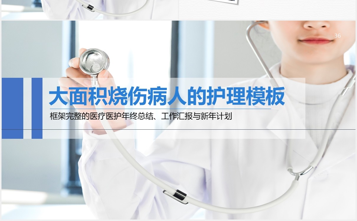 简洁大面积烧伤病人的护理培训PPT模板