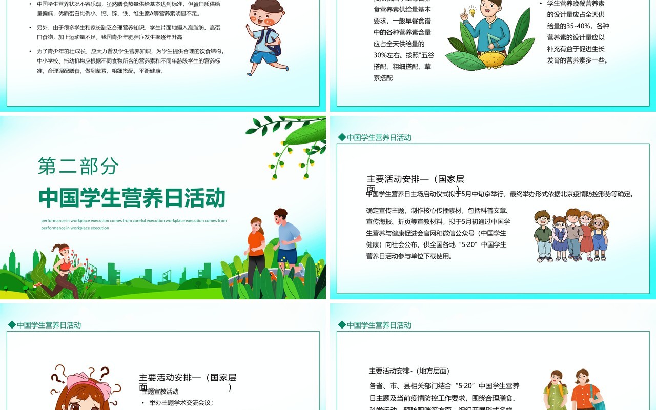 学生营养日宣传介绍动态PPT模板